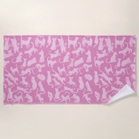 Serviette De Plage Motif de chat rose (Devant)