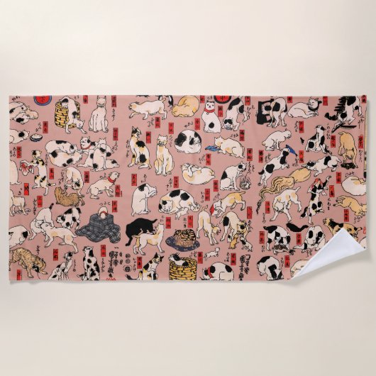 Serviette De Plage Motif de chat Ukiyo-e japonais vintage : Kuniyoshi (Devant)
