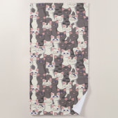 Serviette De Plage Motif de chats blancs et gris (Devant)