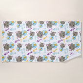 Serviette De Plage Motif De Chats, Chats Mignons, Chatons, Poisson (Devant)