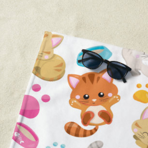 Serviette De Plage Motif De Chats, Chats Mignons, Kitty, Chatons, Paw