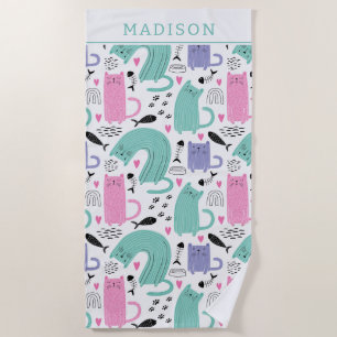 Serviette De Plage Motif de chats mignons