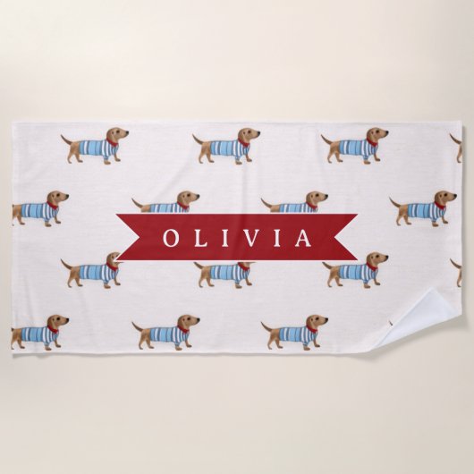 Serviette De Plage Motif de chien Dachshund mignon et chic personnali (Devant)