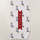Serviette De Plage Motif de chien Dachshund mignon et chic personnali (Devant)
