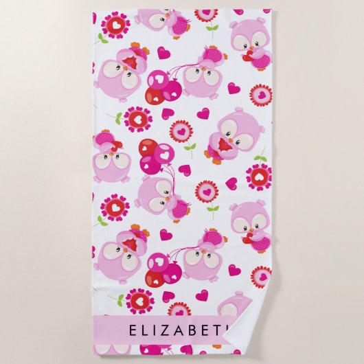 Serviette De Plage Motif De Chouettes, Chouettes Mignonnes, Chouettes (Devant)