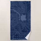 Serviette De Plage Motif de circuit Geek bleu (Devant)