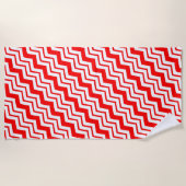 Serviette De Plage Motif de conception en chevron zigzag blanc rouge (Devant)
