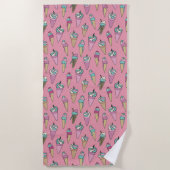 Serviette De Plage Motif de cône de glace rose (Devant)