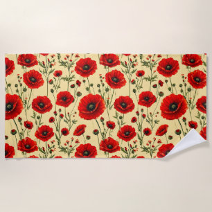 Serviette De Plage Motif de coquelicots rouges