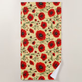 Serviette De Plage Motif de coquelicots rouges (Devant)
