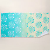 Serviette De Plage Motif de coquillages bleu et jaune (Devant)