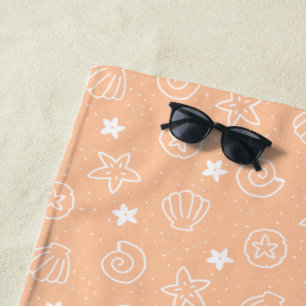 Serviette De Plage Motif de coquillages et d'étoiles de mer Pastel Pe