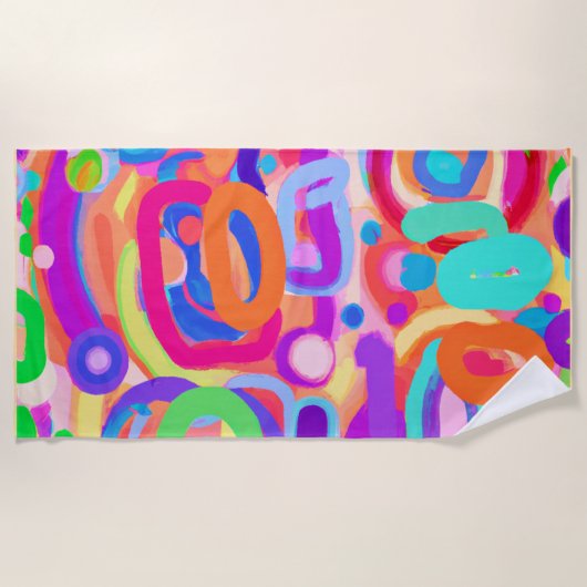 Serviette De Plage Motif de couleurs vives (Devant)