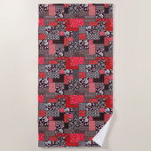 Serviette De Plage Motif de courte rétro florale en patchwork (Devant)