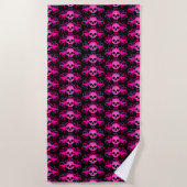 Serviette De Plage Motif de crâne gothique rose (Devant)