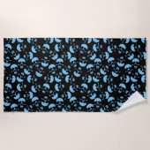 Serviette De Plage Motif de crâne noir et bleu (Devant)