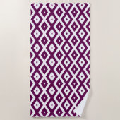 Serviette De Plage Motif de diamant blanc et violet de prune (Devant)