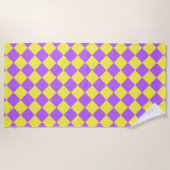 Serviette De Plage Motif de diamant jaune pourpre Checker (Devant)