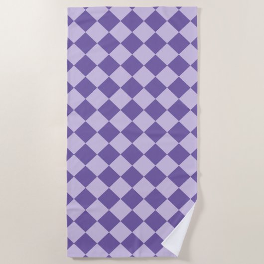 Serviette De Plage Motif de diamants de Checker Violet (Devant)