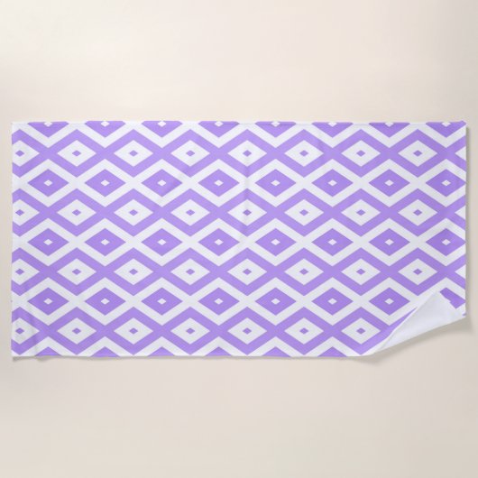 Serviette De Plage Motif de diamants violet et blanc (Devant)