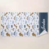 Serviette De Plage Motif de dinosaure arc-en-ciel mignon (Devant)