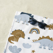 Serviette De Plage Motif de dinosaure arc-en-ciel mignon (En situation)