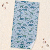 Serviette De Plage Motif de dinosaure avec nom personnalisé amusant