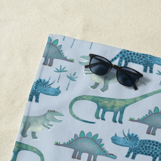 Serviette De Plage Motif de dinosaure avec nom personnalisé amusant (En situation)