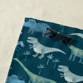 Serviette De Plage Motif de dinosaure mignon vert foncé (En situation)