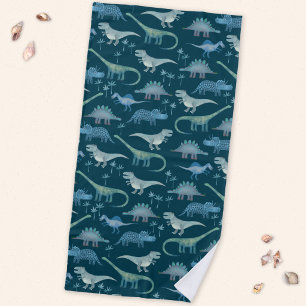 Serviette De Plage Motif de dinosaure mignon vert foncé