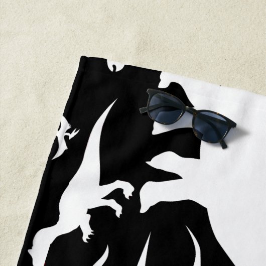 Serviette De Plage Motif de dinosaures noir et blanc (En situation)