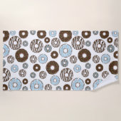Serviette De Plage Motif De Donuts, Donuts Bleus, Donuts Brown (Devant)