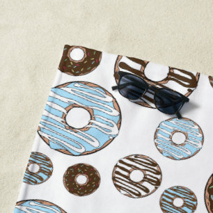 Serviette De Plage Motif De Donuts, Donuts Bleus, Donuts Brown