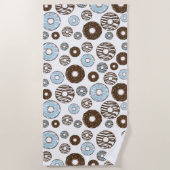 Serviette De Plage Motif De Donuts, Donuts Bleus, Donuts Brown (Devant)