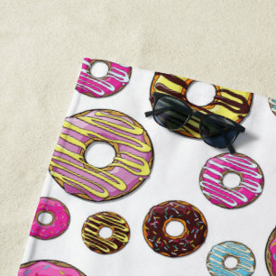 Serviette De Plage Motif De Donuts, Donuts Colorés, Saupoudrages