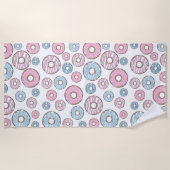 Serviette De Plage Motif De Donuts, Donuts Roses, Donuts Bleus (Devant)