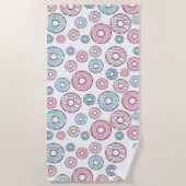Serviette De Plage Motif De Donuts, Donuts Roses, Donuts Bleus (Devant)