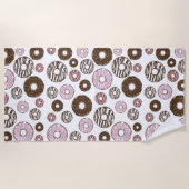 Serviette De Plage Motif De Donuts, Donuts Roses, Donuts Brown (Devant)