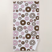 Serviette De Plage Motif De Donuts, Donuts Roses, Donuts Brown (Devant)