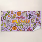 Serviette De Plage Motif de doodle Halloween mignon (Devant)
