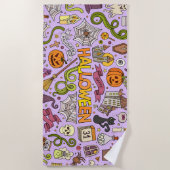 Serviette De Plage Motif de doodle Halloween mignon (Devant)