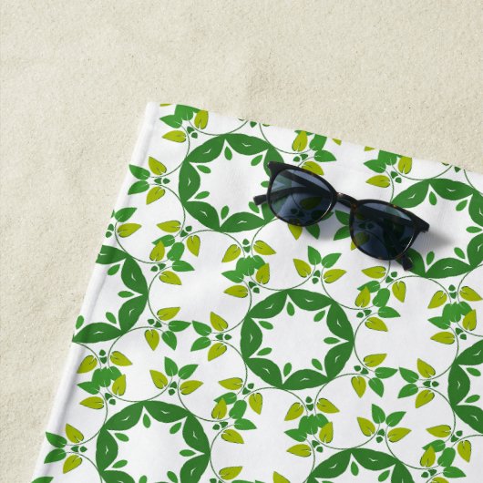 Serviette De Plage Motif de feuille, motif de feuilles, feuilles vert (En situation)