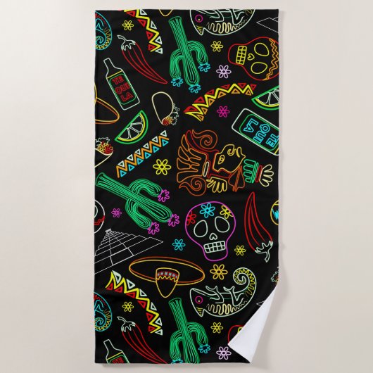 Serviette De Plage Motif de Fiesta du Mexique (Devant)