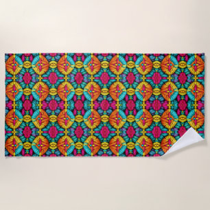 Serviette De Plage Motif de fleur tricotée arc-en-ciel