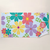 Serviette De Plage Motif de Fleur vive moderne Monogramme (Devant)