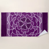 Serviette De Plage Motif de fleurs abstraites violet foncé (Devant)