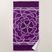 Serviette De Plage Motif de fleurs abstraites violet foncé (Devant)