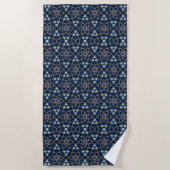 Serviette De Plage Motif de fleurs bleu minuit (Devant)