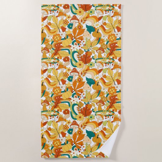 Serviette De Plage Motif de fleurs de champignons Super rétro (Devant)