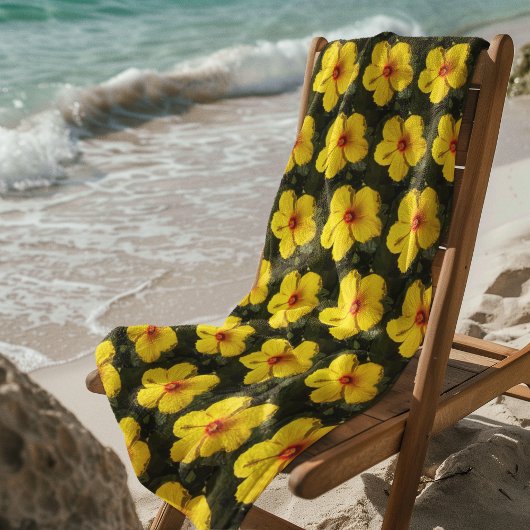 Serviette De Plage Motif de fleurs d'Hibiscus jaune